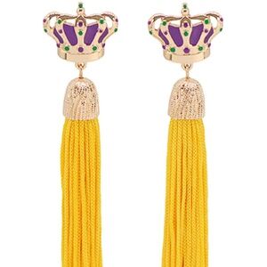 Mardi Gras Crown Tassel Earrings